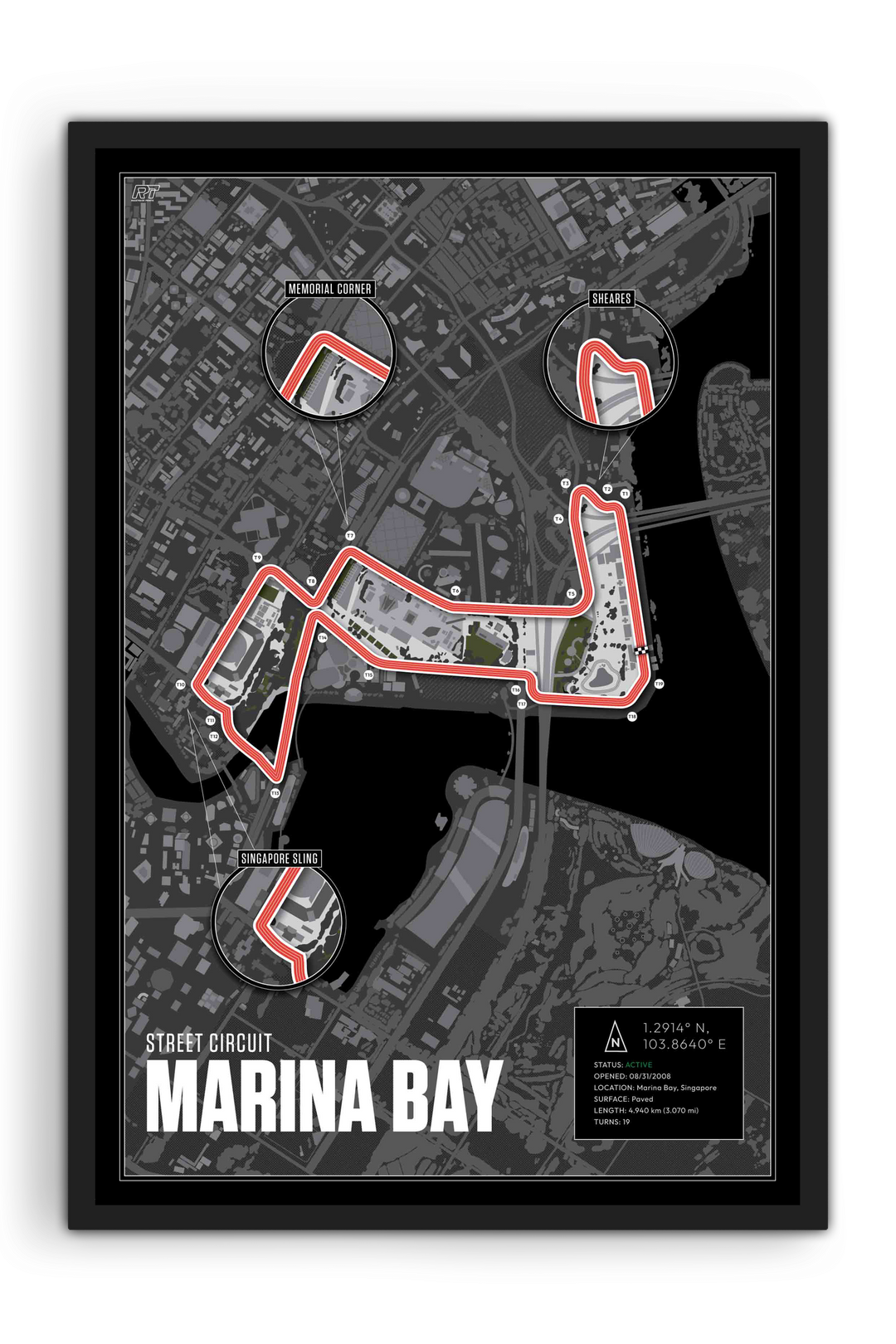 Marina Bay Street Circuit, Singapore - Grand Prix Racetrack Artwork
