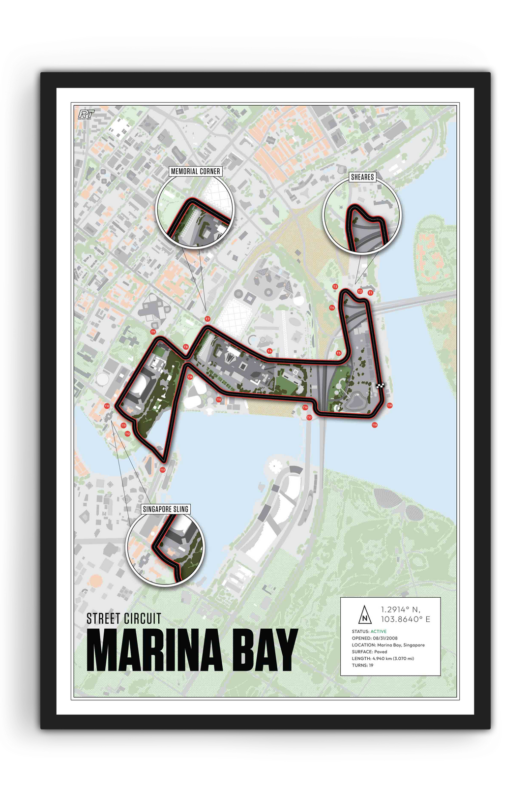 Marina Bay Street Circuit, Singapore - Grand Prix Racetrack Artwork