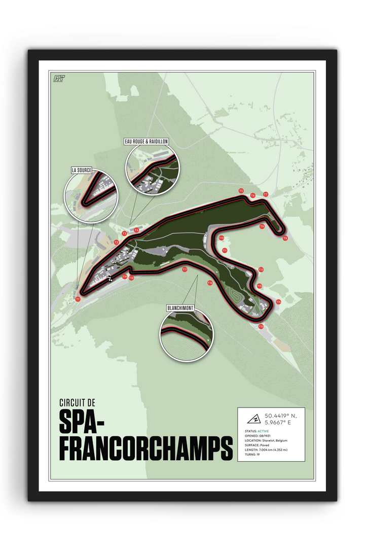 Circuit de Spa-Francorchamps, Belgium - F1 Racetrack Artwork