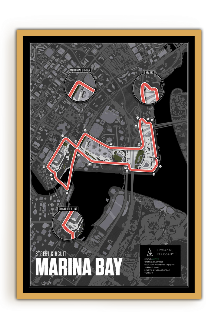 Marina Bay Street Circuit, Singapore - Grand Prix Racetrack Artwork