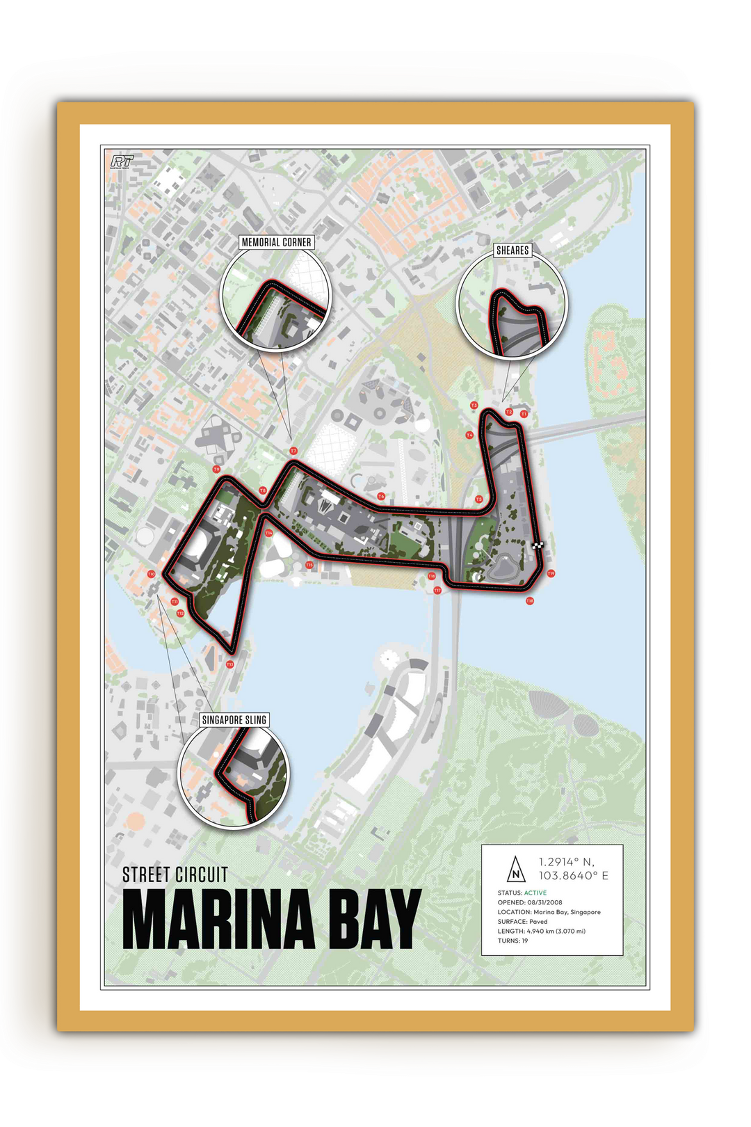 Marina Bay Street Circuit, Singapore - Grand Prix Racetrack Artwork