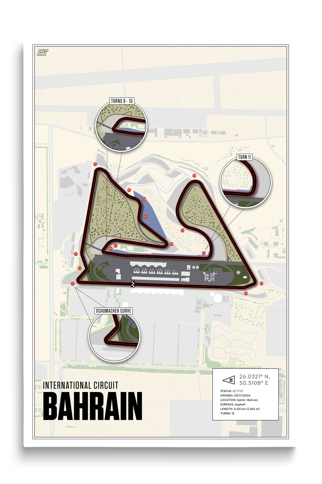 Bahrain International Circuit, Sakhir - Grand Prix Racetrack Artwork