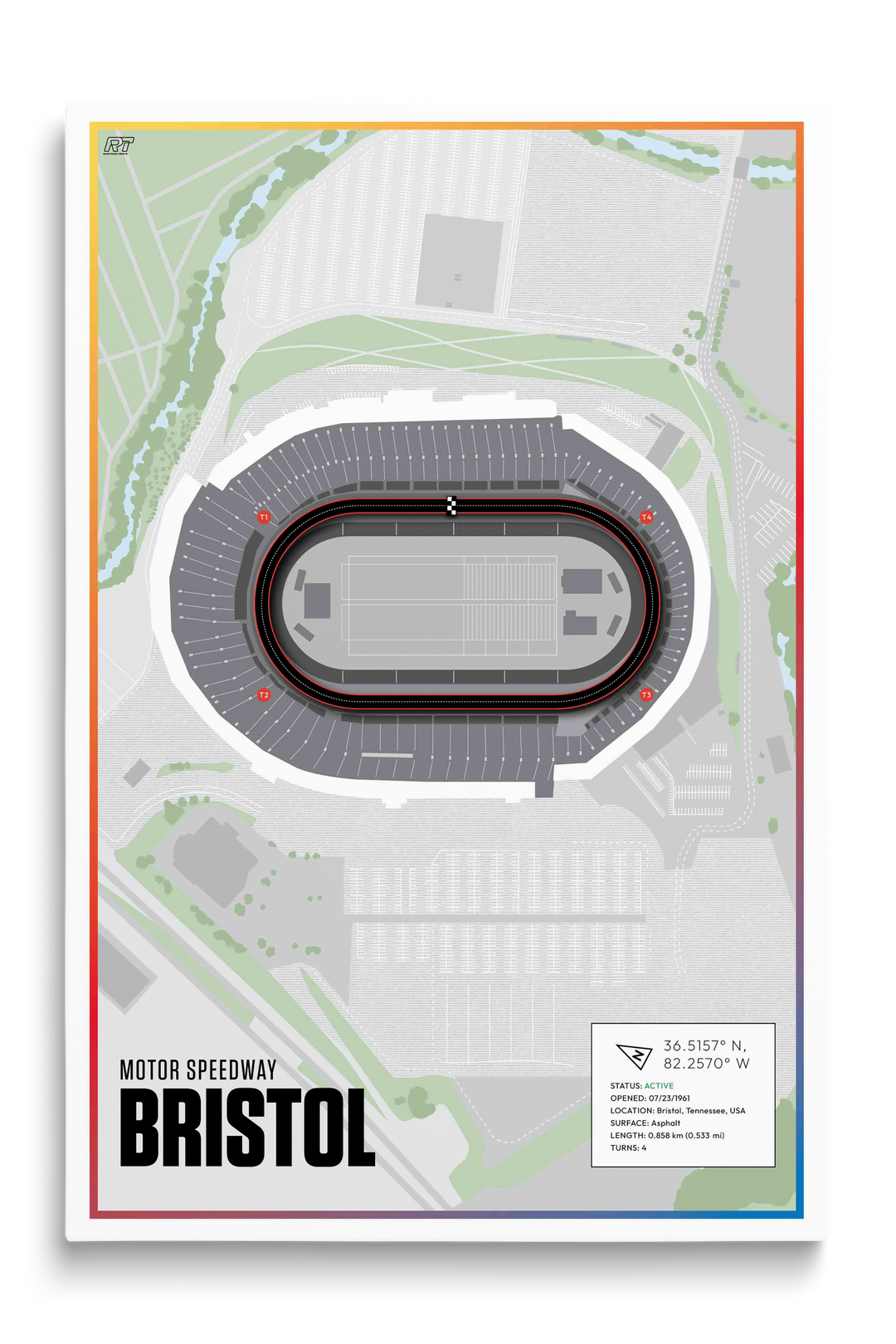 Bristol Motor Speedway, Tennessee - Nascar Racetrack Artwork