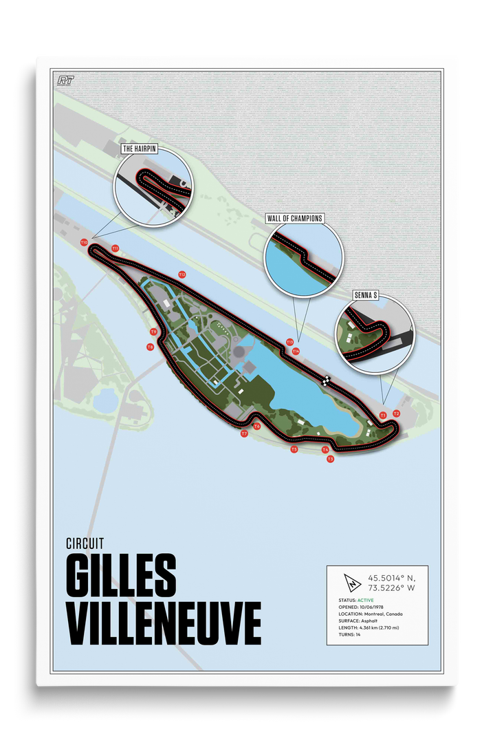 Circuit Gilles Villeneuve, Canada - F1 Racetrack Artwork