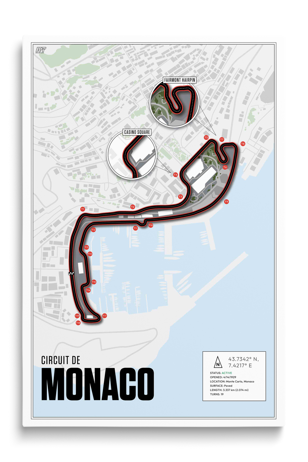 Monaco Racing Strip Circuit de Monaco, Monaco - Grand Prix Racetrack Artwork – Racetrack Prints