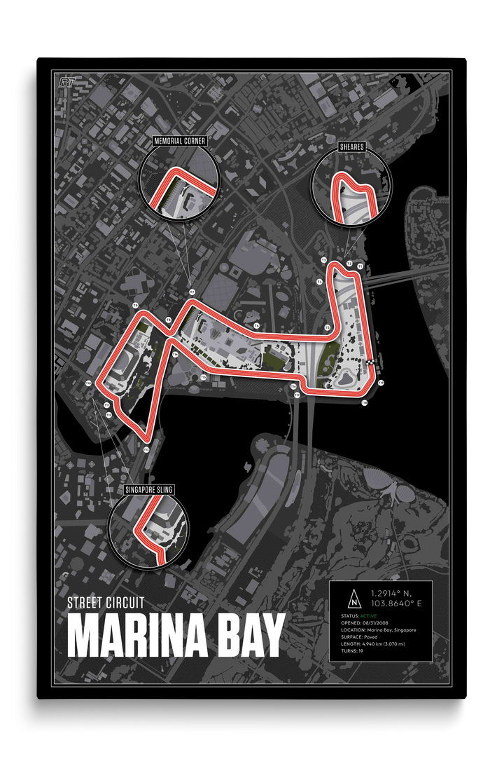 Marina Bay Street Circuit, Singapore - Grand Prix Racetrack Artwork