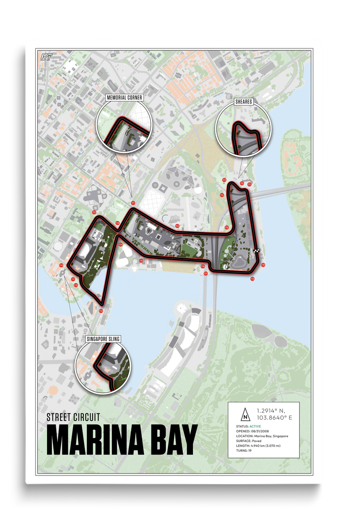 Marina Bay Street Circuit, Singapore - Grand Prix Racetrack Artwork