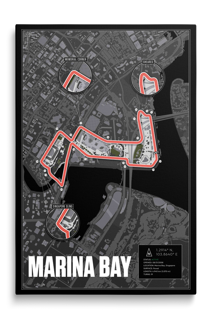 Marina Bay Street Circuit, Singapore - Grand Prix Racetrack Artwork