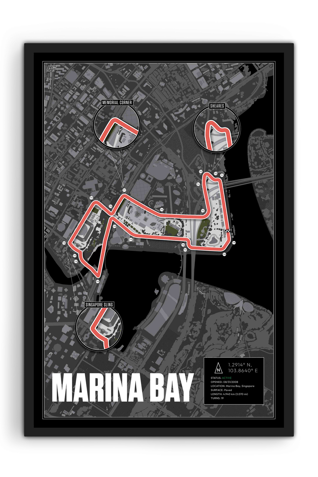 Marina Bay Street Circuit, Singapore - Grand Prix Racetrack Artwork