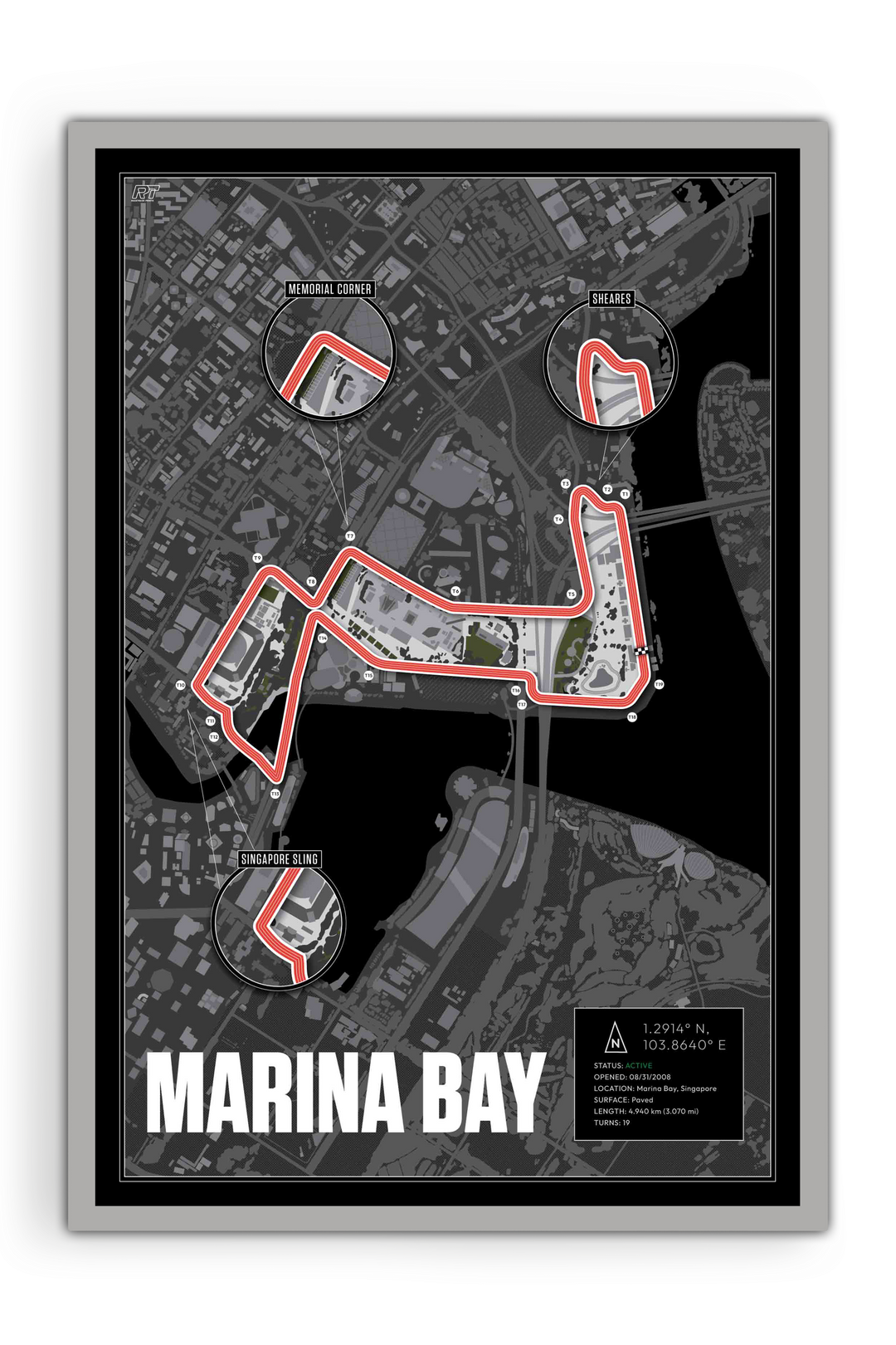 Marina Bay Street Circuit, Singapore - Grand Prix Racetrack Artwork