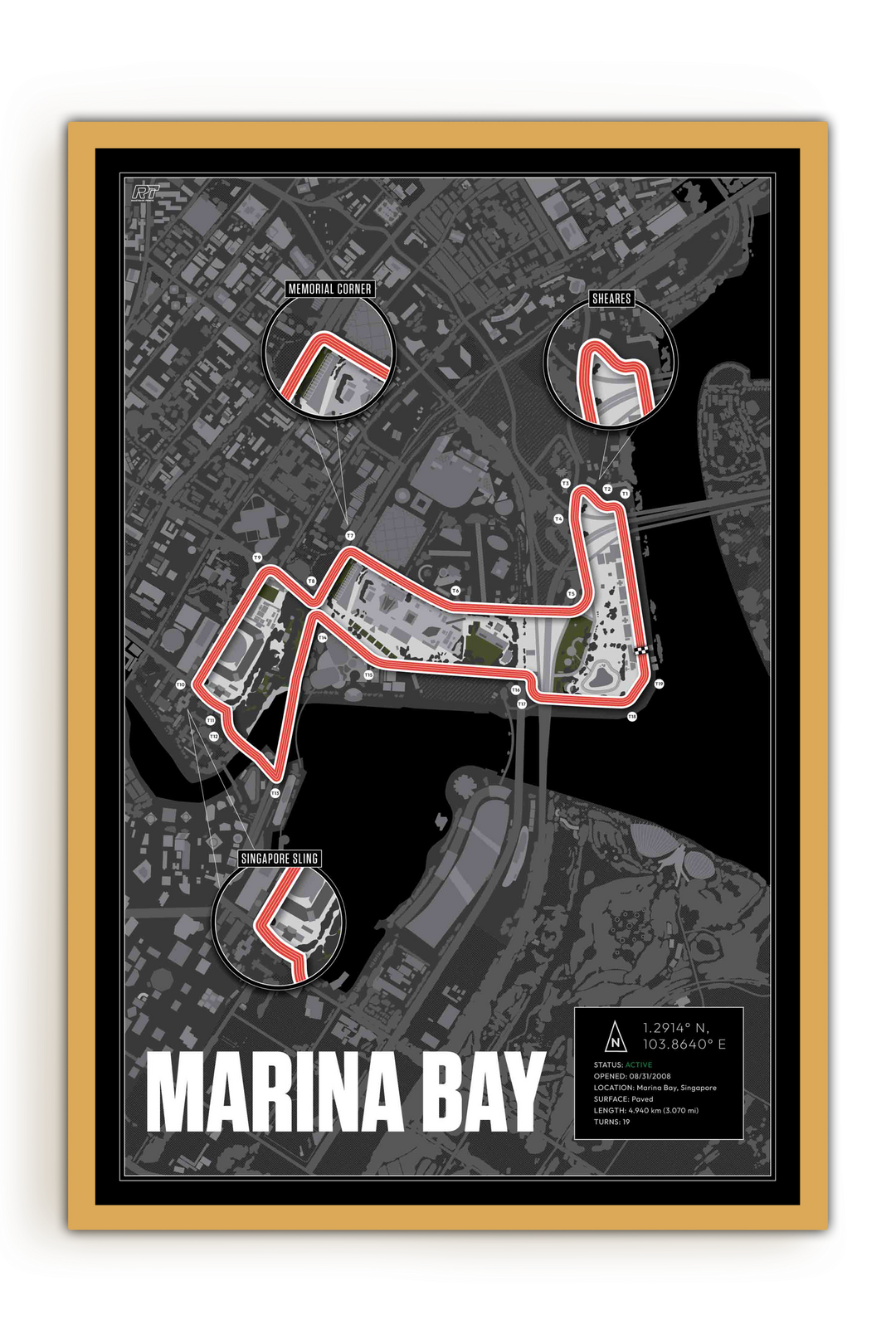 Marina Bay Street Circuit, Singapore - Grand Prix Racetrack Artwork