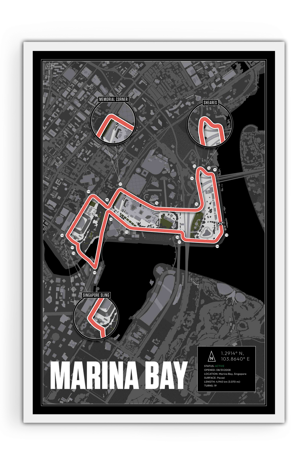 Marina Bay Street Circuit, Singapore - Grand Prix Racetrack Artwork
