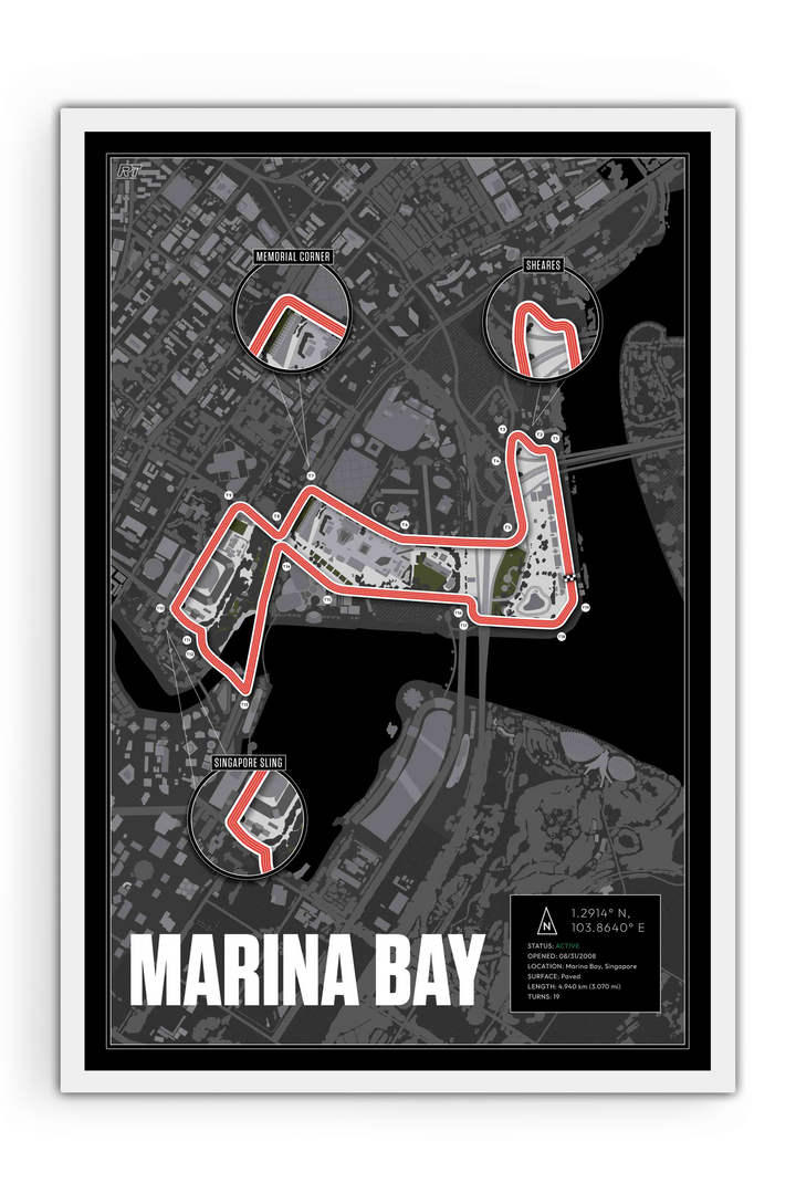 Marina Bay Street Circuit, Singapore - Grand Prix Racetrack Artwork