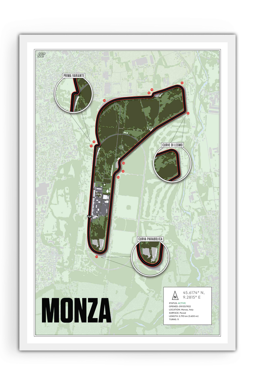Monza, Italy - Grand Prix Racetrack Artwork