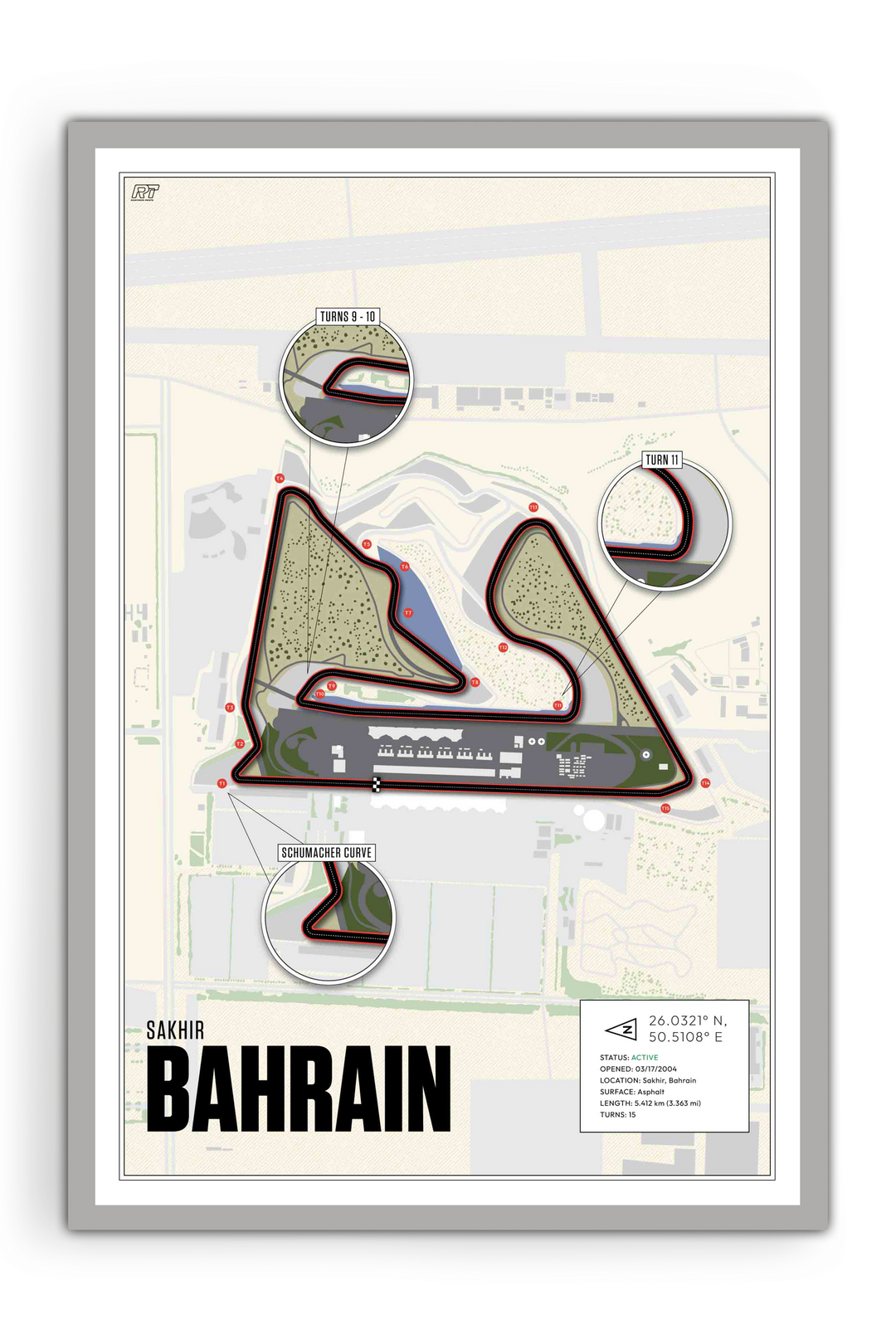 Bahrain International Circuit, Sakhir - Grand Prix Racetrack Artwork