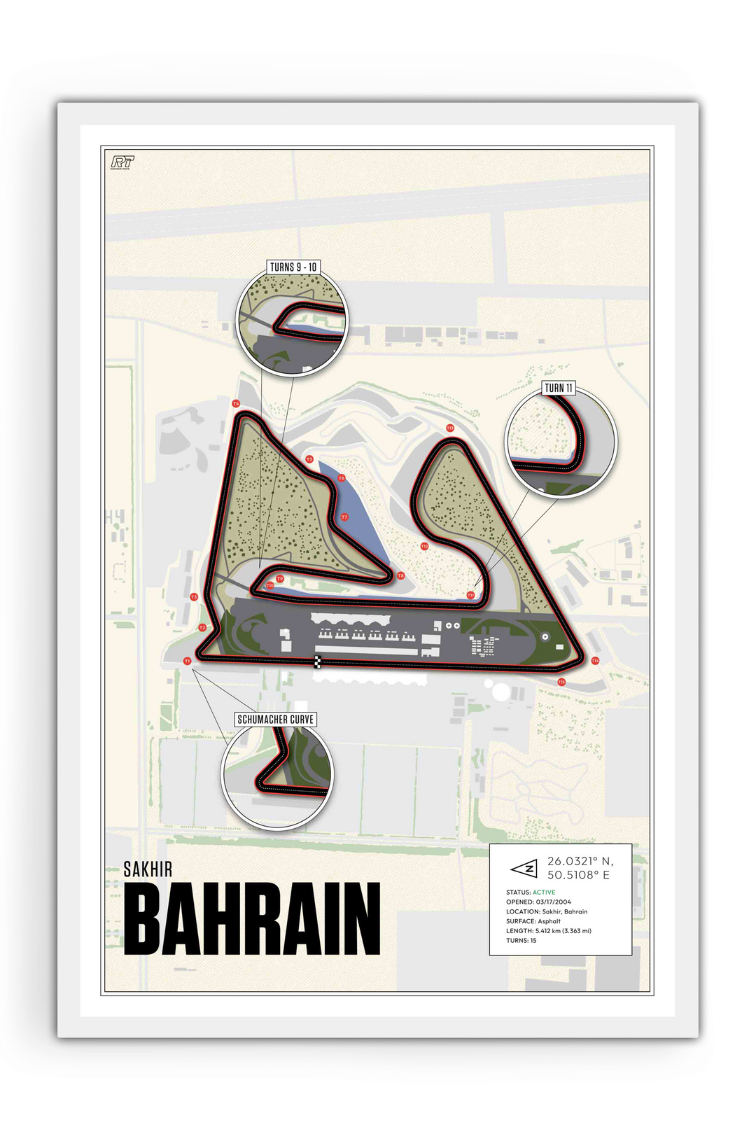Bahrain International Circuit, Sakhir - Grand Prix Racetrack Artwork