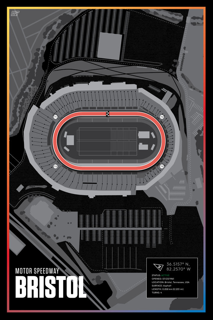 Bristol Motor Speedway, Tennessee (Night) - Nascar Racetrack Artwork