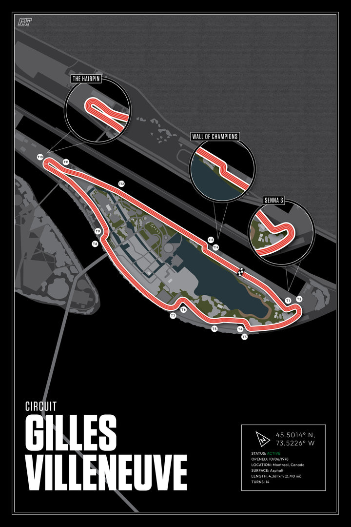 Circuit Gilles Villeneuve, Canada (Night) - F1 Racetrack Artwork