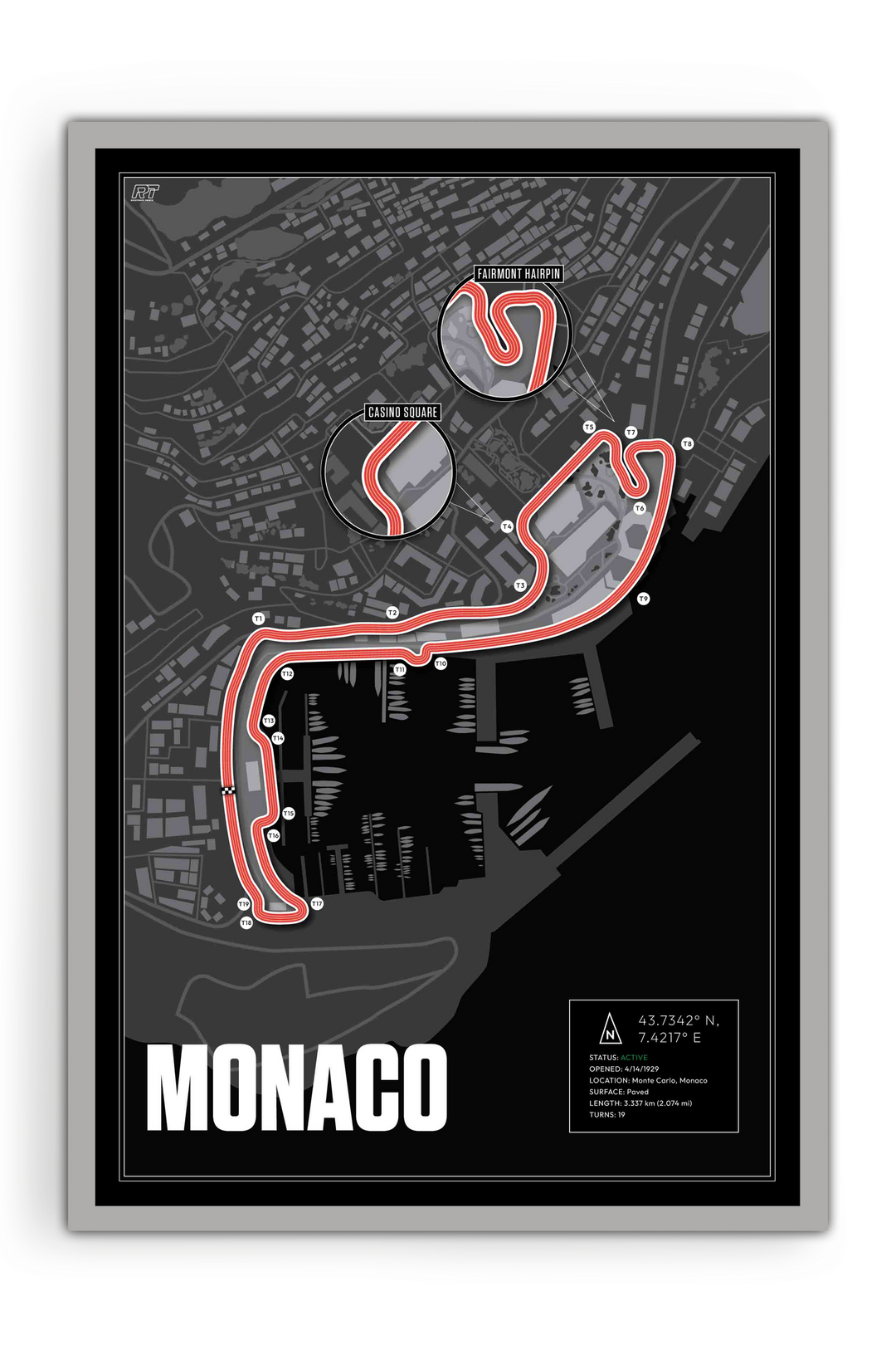 Circuit de Monaco, Monaco - Grand Prix Racetrack Artwork