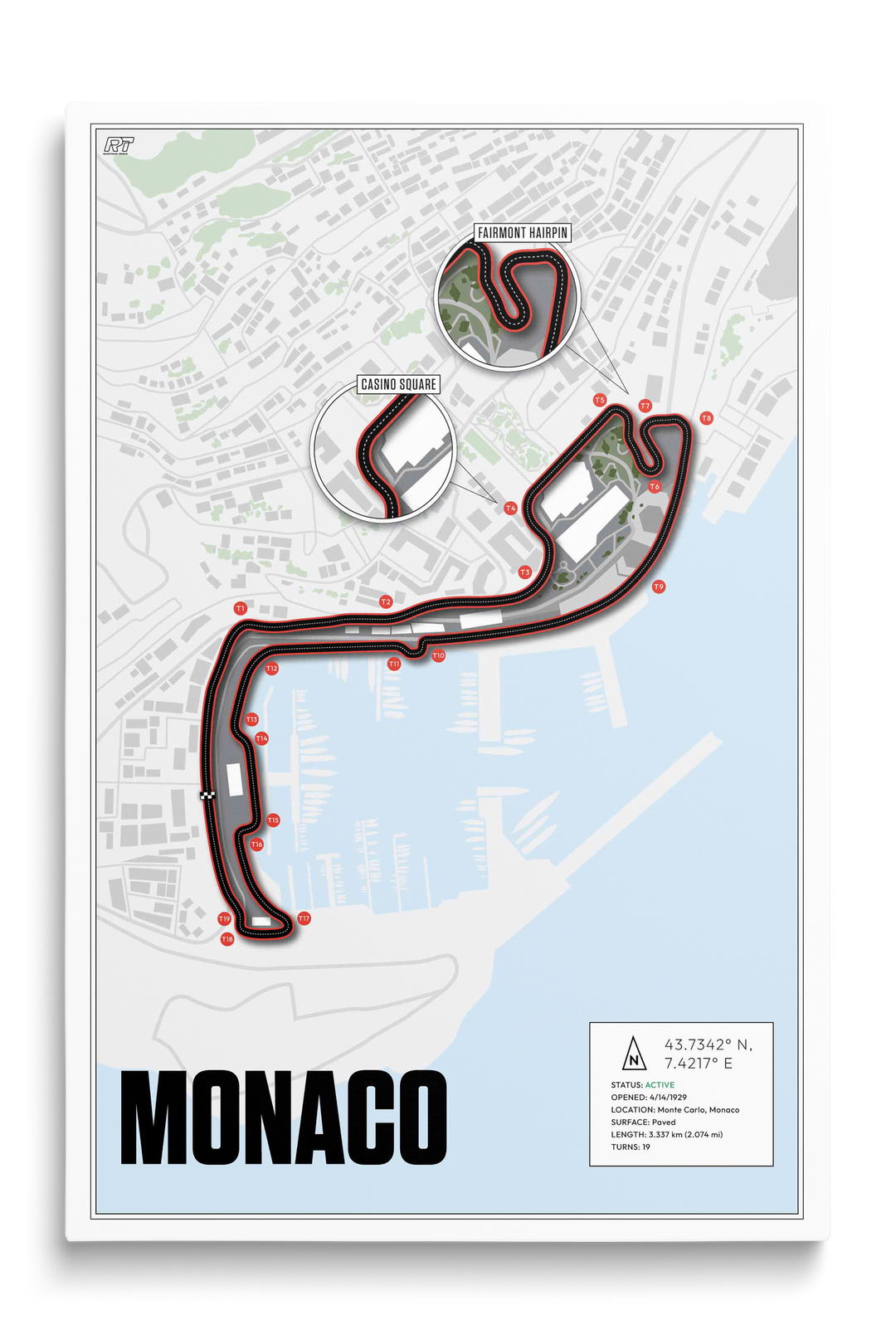 Circuit de Monaco, Monaco - Grand Prix Racetrack Artwork