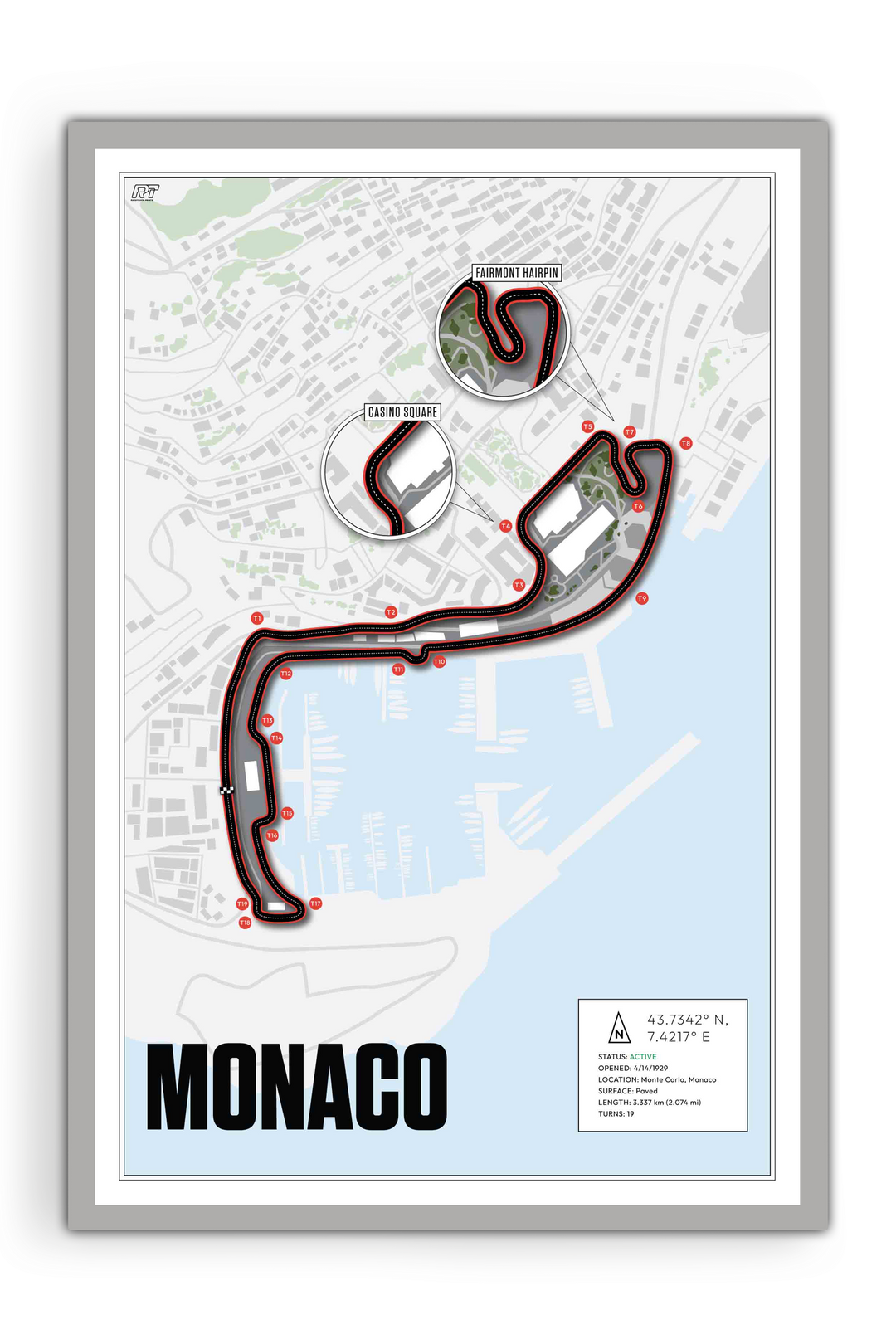 Circuit de Monaco, Monaco - Grand Prix Racetrack Artwork