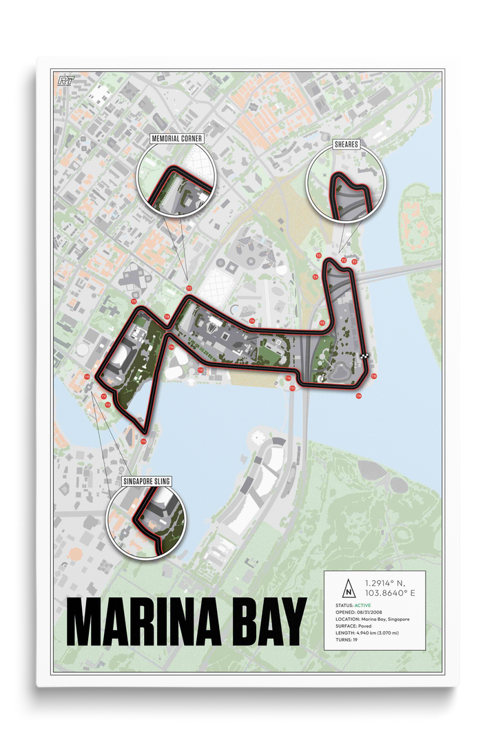 Marina Bay Street Circuit, Singapore - Grand Prix Racetrack Artwork
