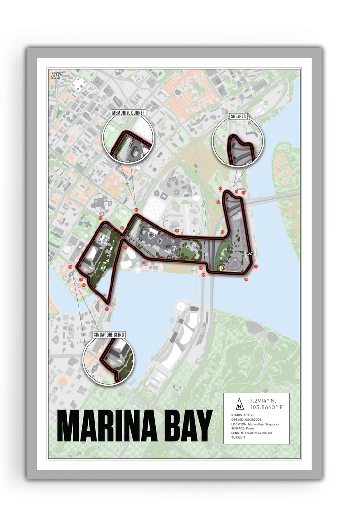 Marina Bay Street Circuit, Singapore - Grand Prix Racetrack Artwork
