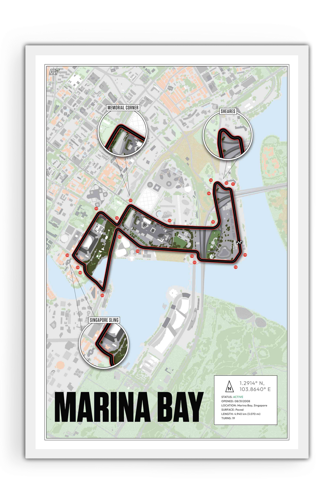 Marina Bay Street Circuit, Singapore - Grand Prix Racetrack Artwork