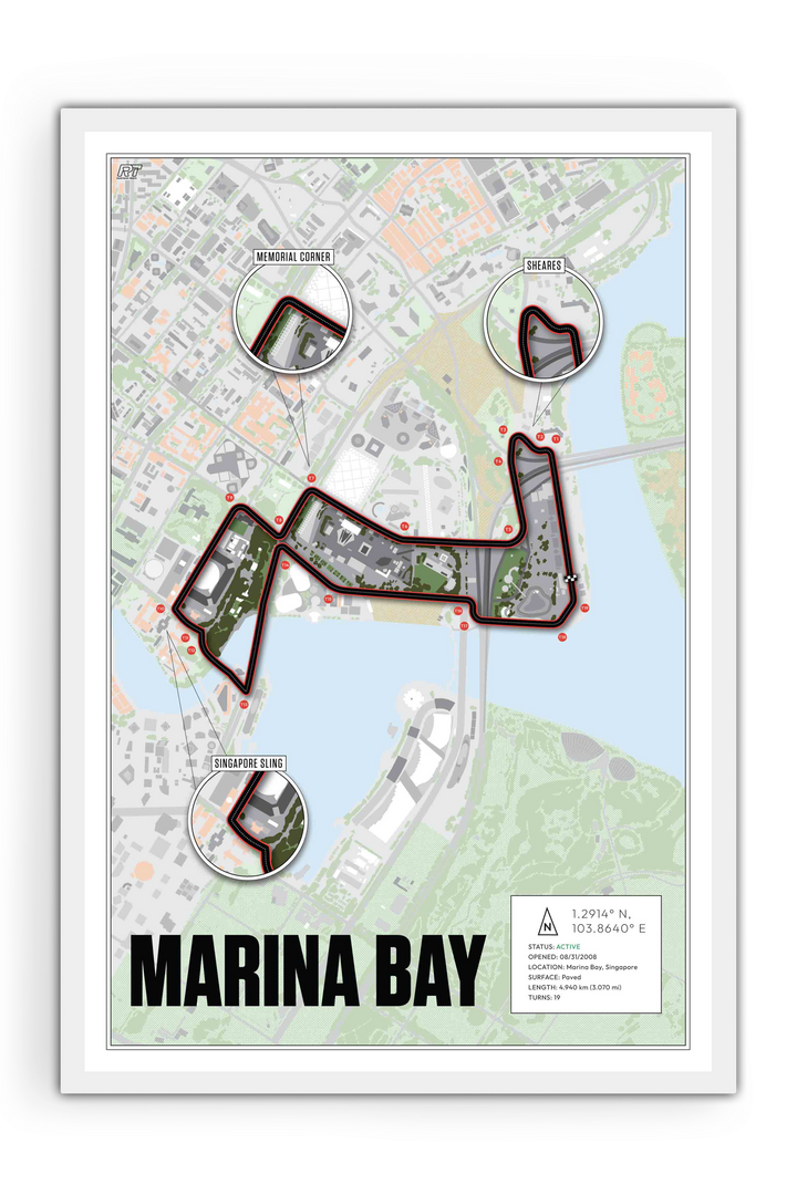 Marina Bay Street Circuit, Singapore - Grand Prix Racetrack Artwork