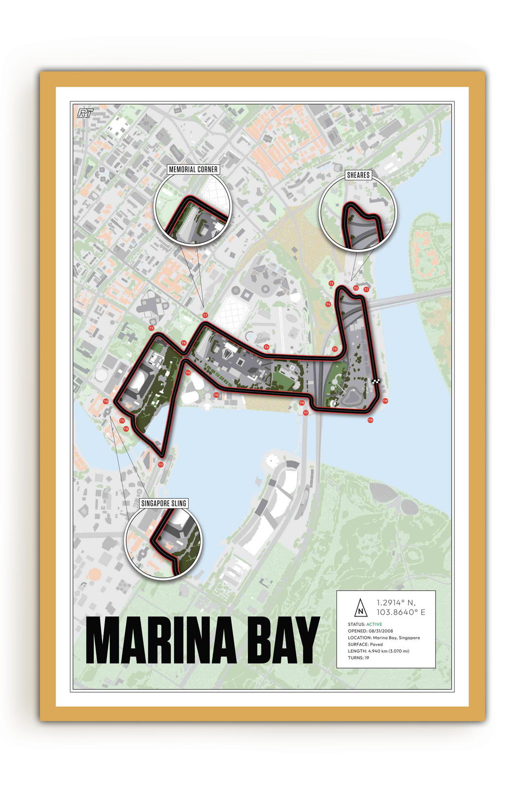 Marina Bay Street Circuit, Singapore - Grand Prix Racetrack Artwork