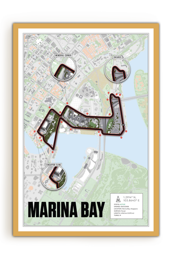 Marina Bay Street Circuit, Singapore - Grand Prix Racetrack Artwork