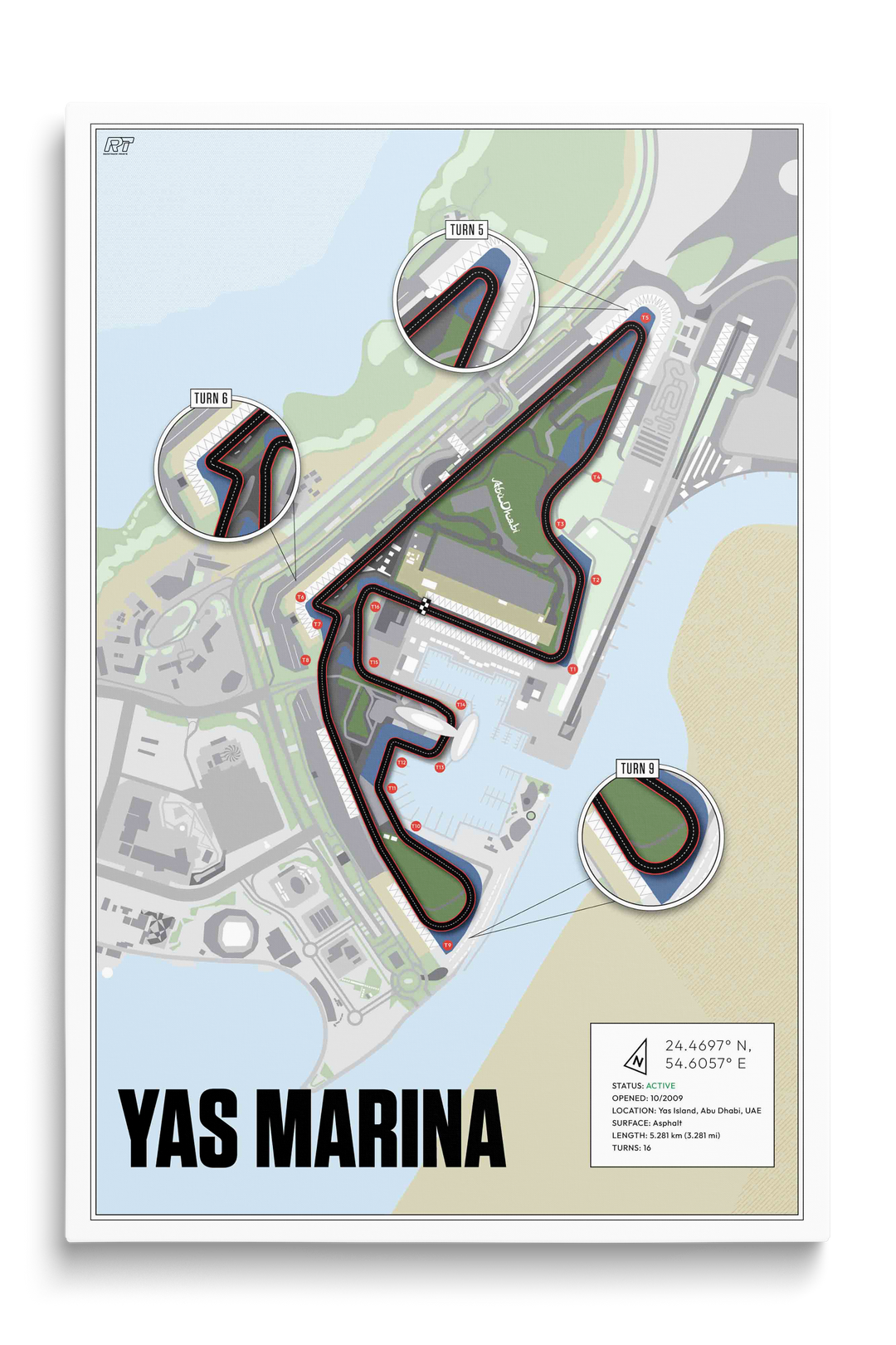 Yas Marina Circuit, United Arab Emirates - Grand Prix Racetrack Artwork