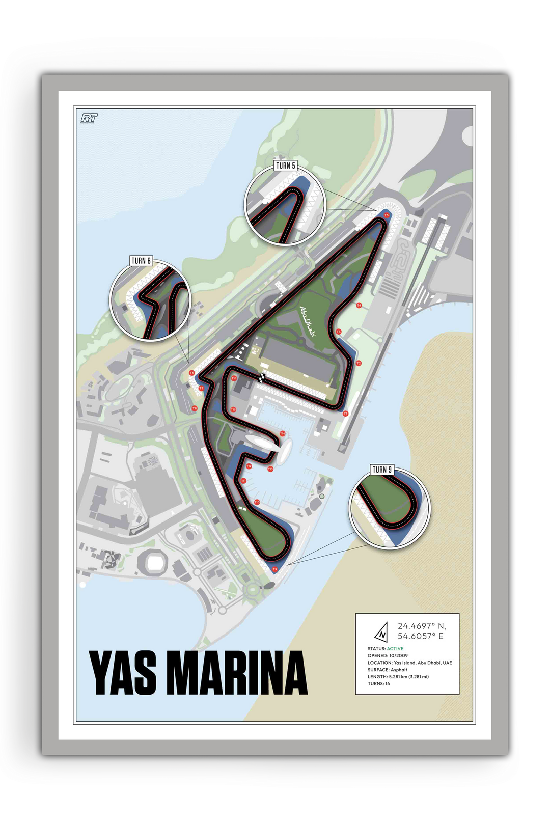 Yas Marina Circuit, United Arab Emirates - Grand Prix Racetrack Artwork