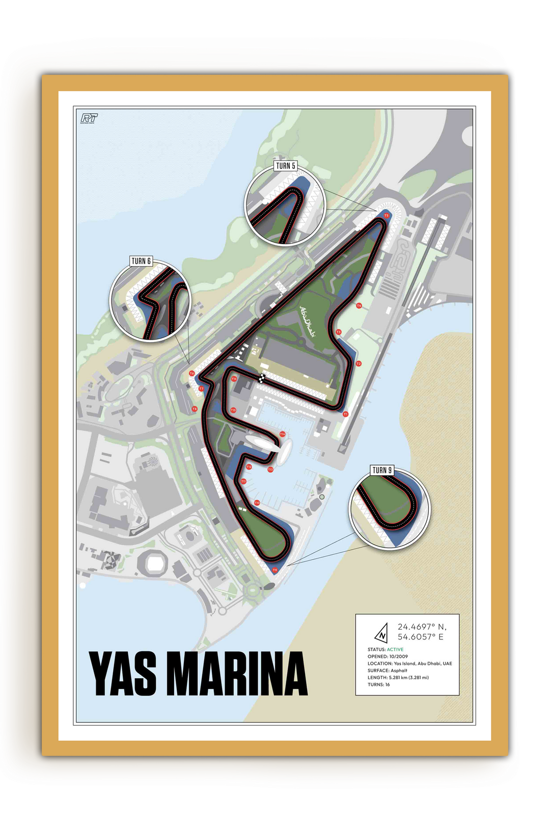Yas Marina Circuit, United Arab Emirates - Grand Prix Racetrack Artwork
