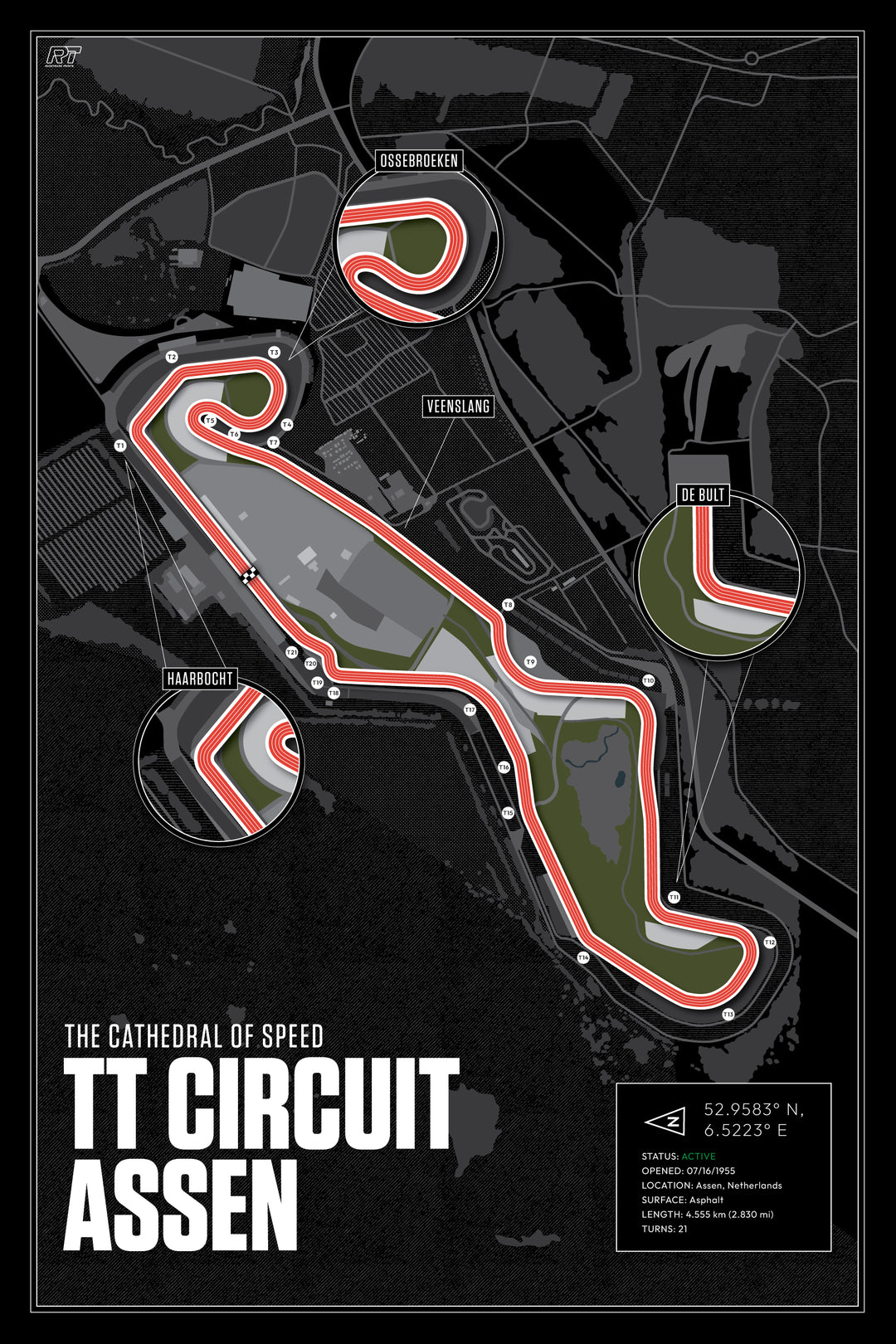 TT Circuit Assen, Netherlands (Night) - MotoGP Racetrack Artwork