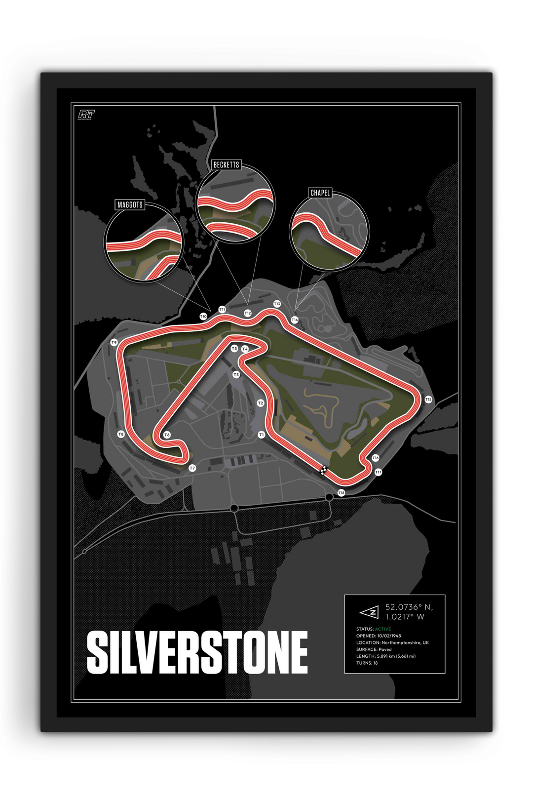 Silverstone Circuit, United Kingdom - Motorcycle Racetrack Artwork