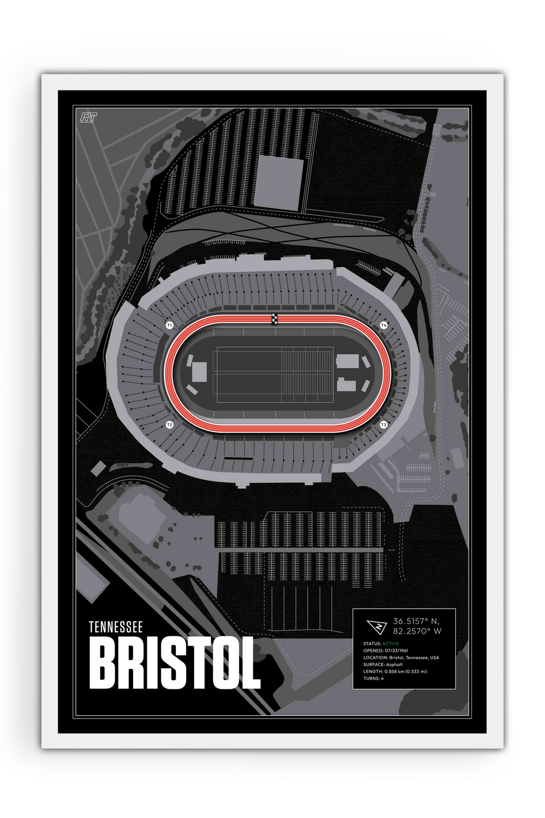 Bristol Motor Speedway, Tennessee - Stock Car Racetrack Artwork