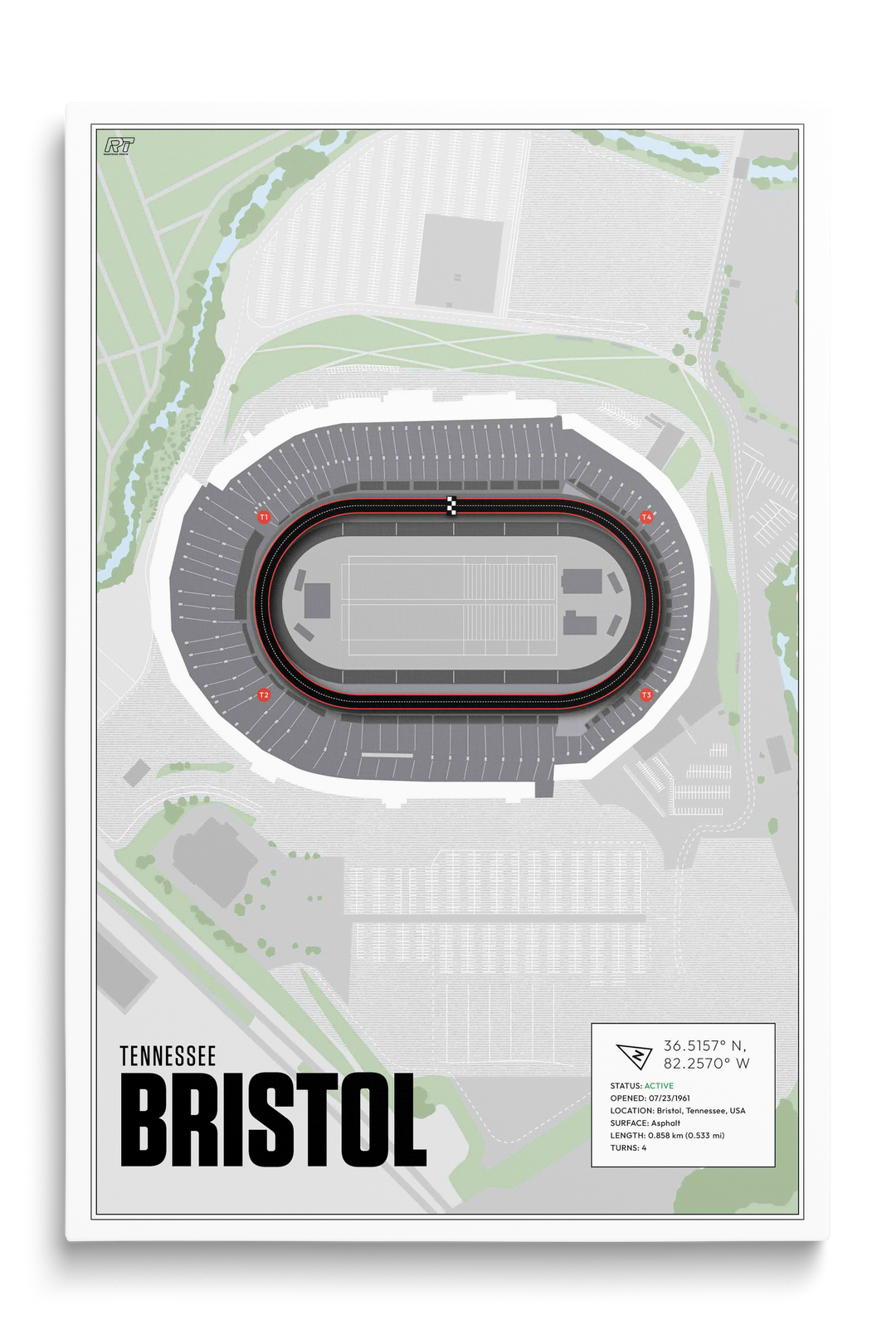 Bristol Motor Speedway, Tennessee - Stock Car Racetrack Artwork