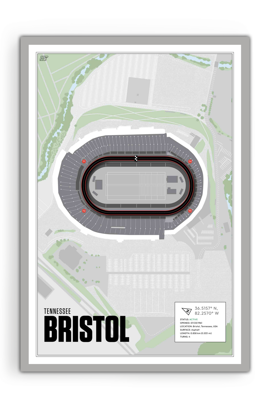 Bristol Motor Speedway, Tennessee - Stock Car Racetrack Artwork