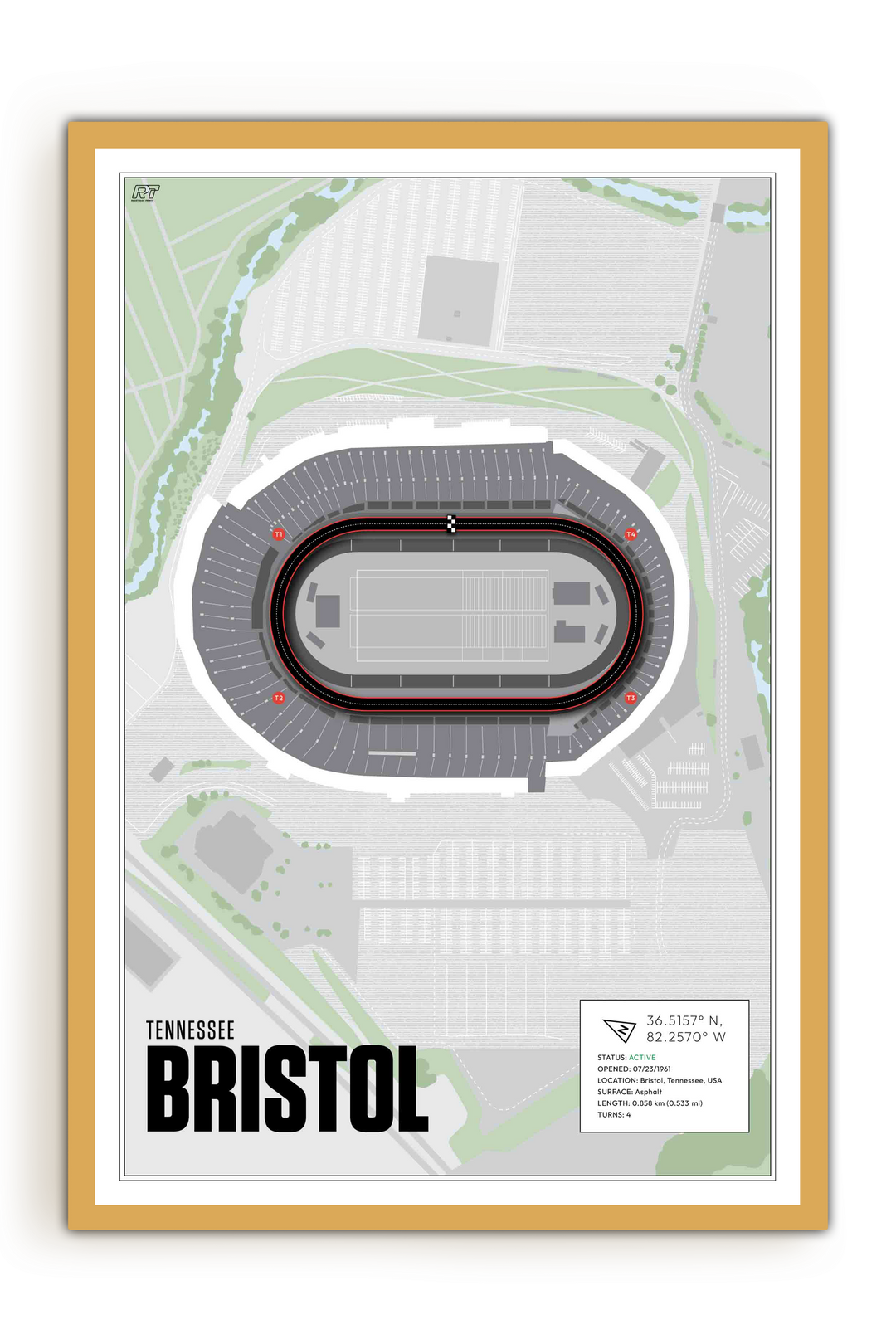 Bristol Motor Speedway, Tennessee - Stock Car Racetrack Artwork