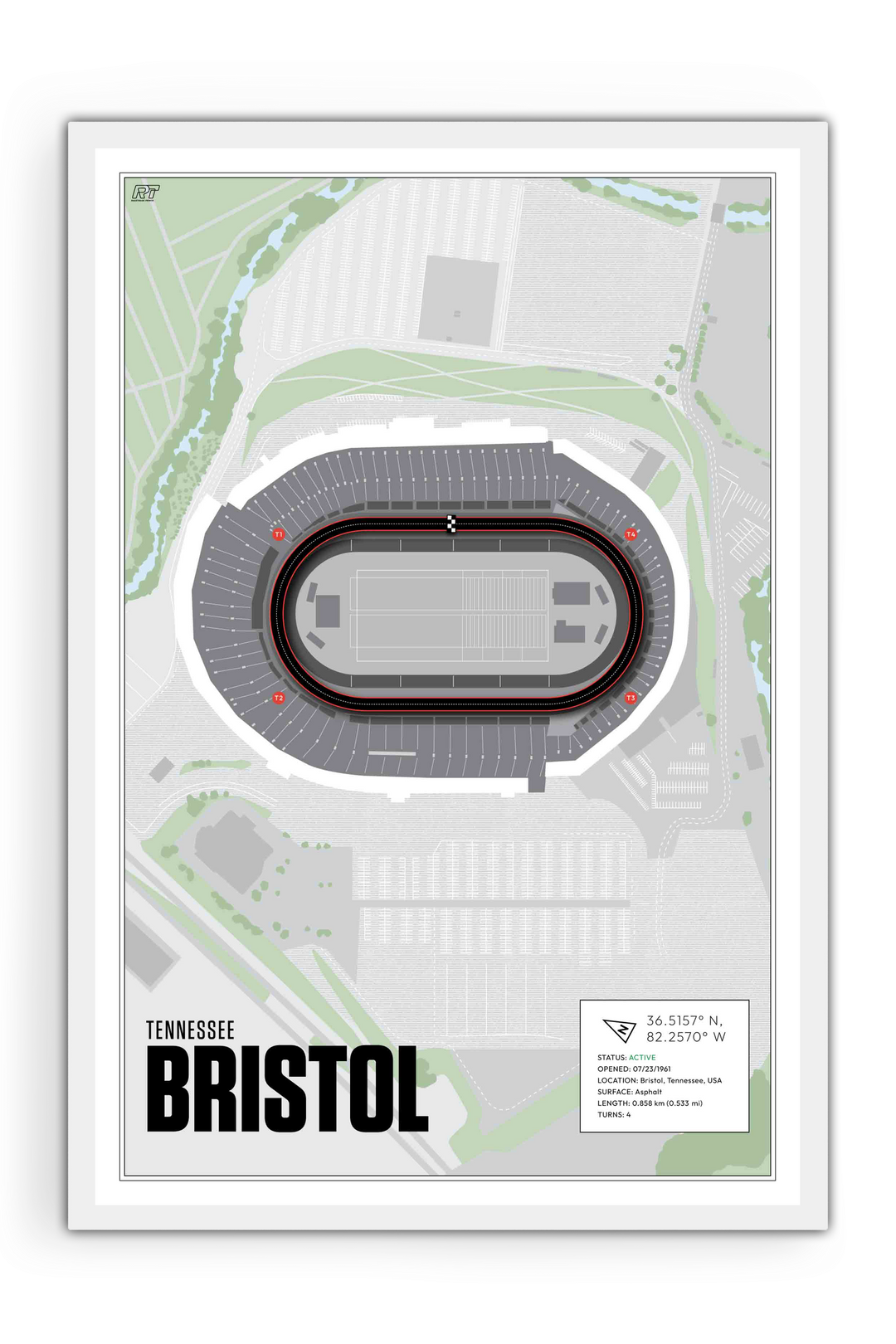 Bristol Motor Speedway, Tennessee - Stock Car Racetrack Artwork