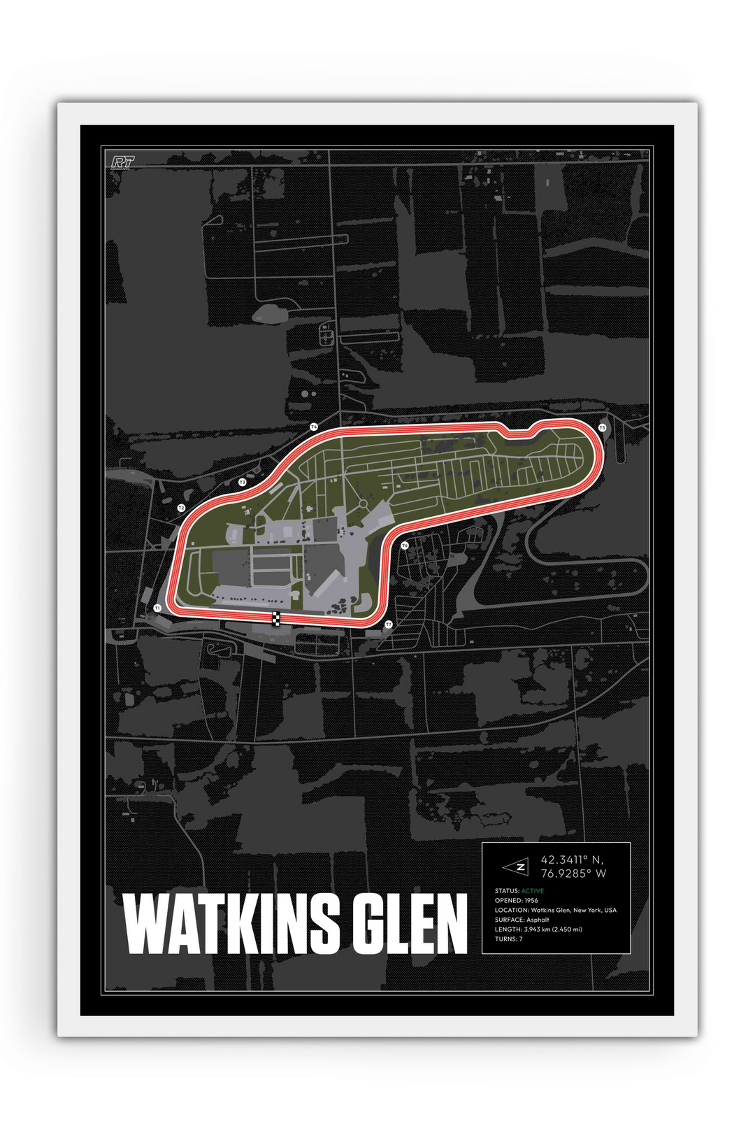 Watkins Glen, New York - Stock Car Racetrack Artwork