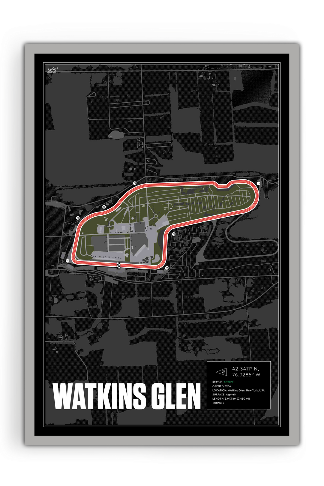 Watkins Glen, New York - Stock Car Racetrack Artwork