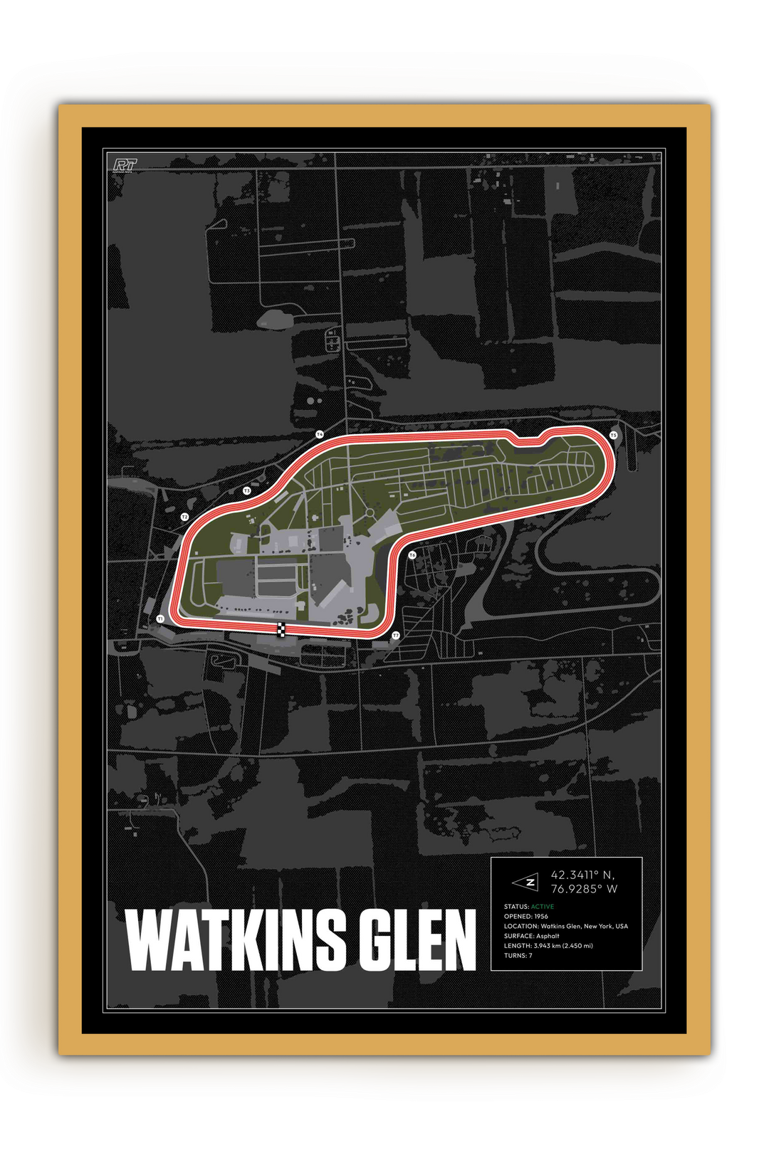 Watkins Glen, New York - Stock Car Racetrack Artwork