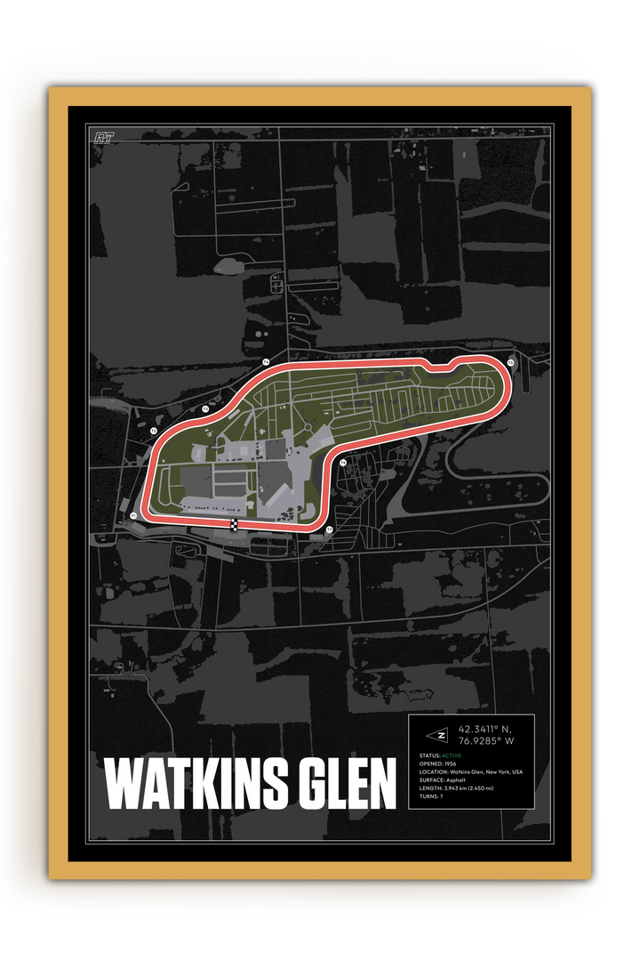 Watkins Glen, New York - Stock Car Racetrack Artwork