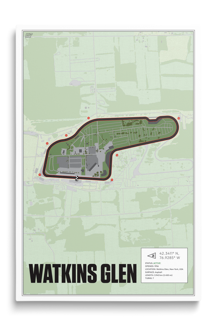 Watkins Glen, New York - Stock Car Racetrack Artwork