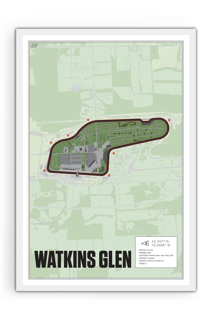 Watkins Glen, New York - Stock Car Racetrack Artwork