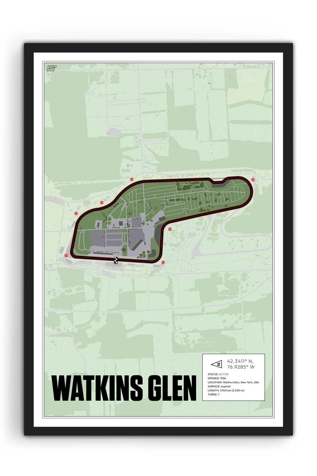 Watkins Glen, New York - Stock Car Racetrack Artwork