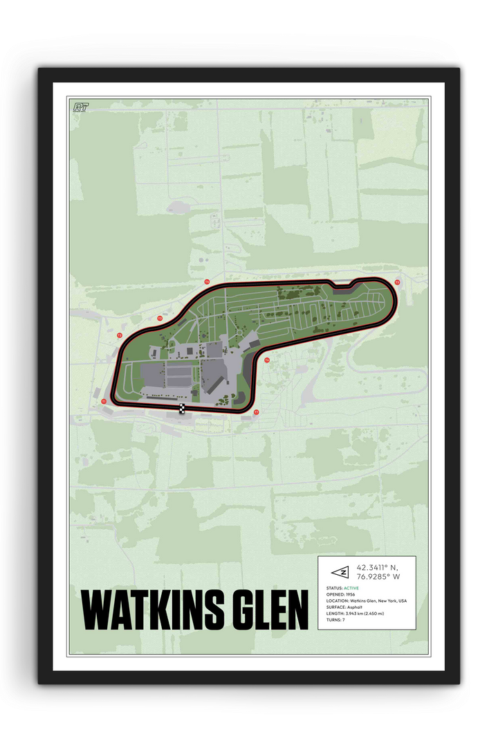 Watkins Glen, New York - Stock Car Racetrack Artwork