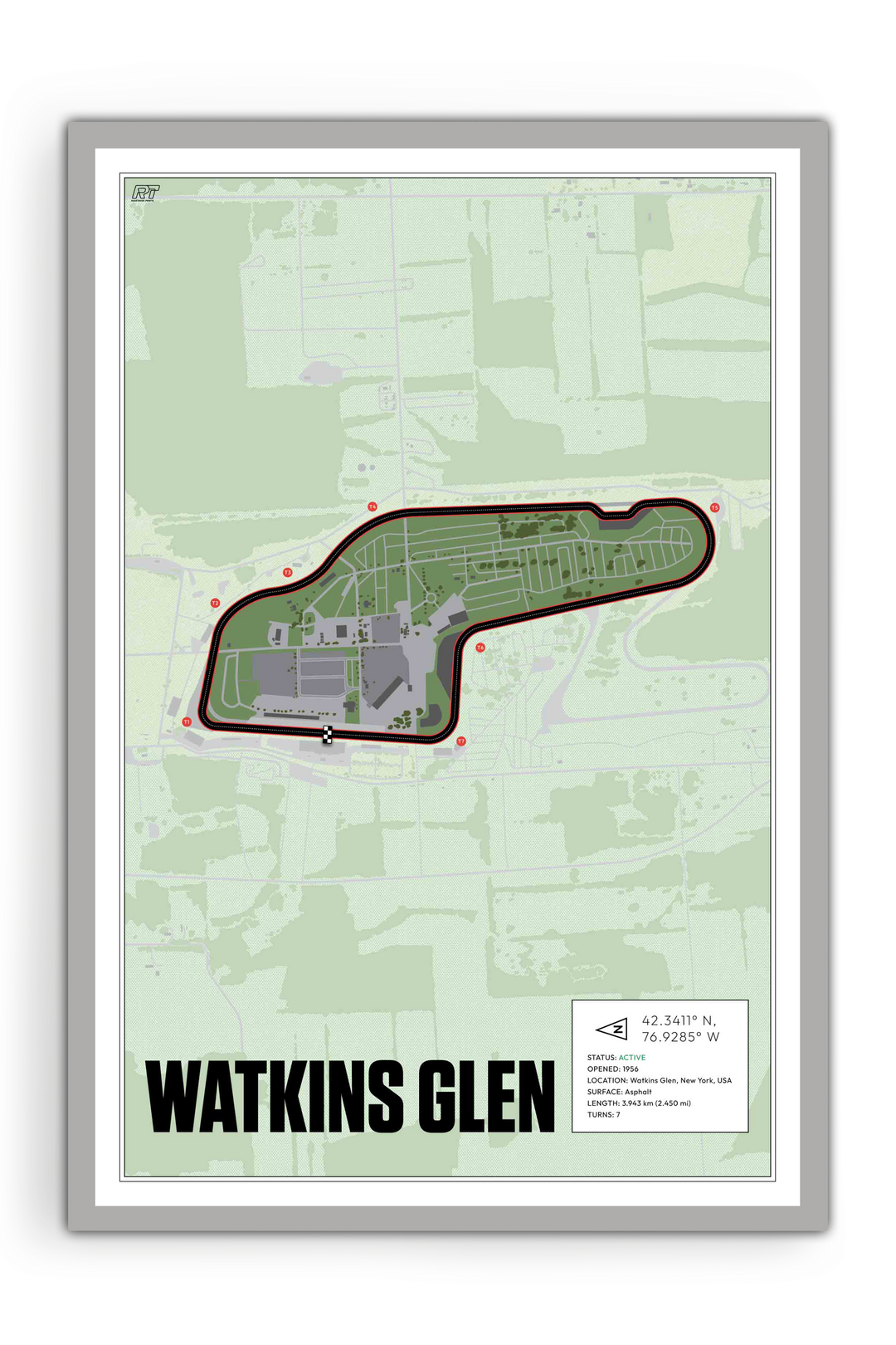 Watkins Glen, New York - Stock Car Racetrack Artwork